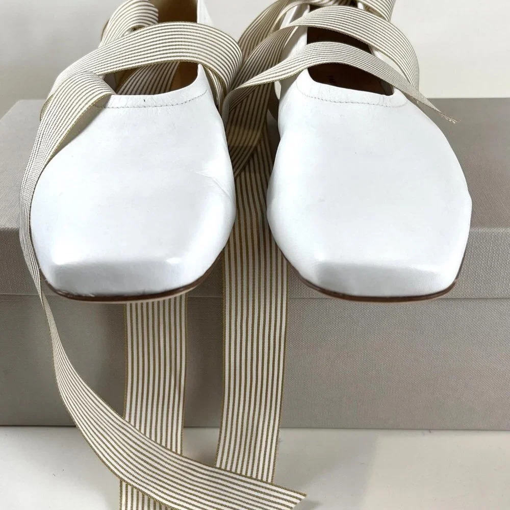 FABIO RUSCONI KIDSKIN LEATHER BALLET FLATS 6.5 - Picture 2 of 8